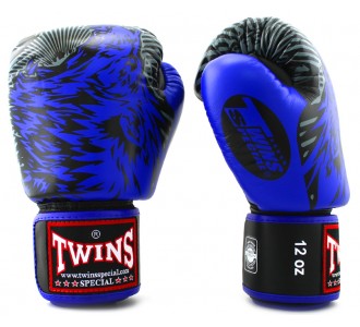 Боксерские перчатки Twins Special с рисунком (FBGV-50 blue)